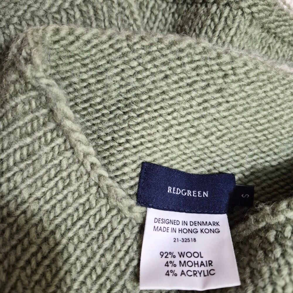Scandinavian Denmark Nordic S Wool Mohair Sweater Fair Isle Sage Cozy Heritage - Picture 6 of 7